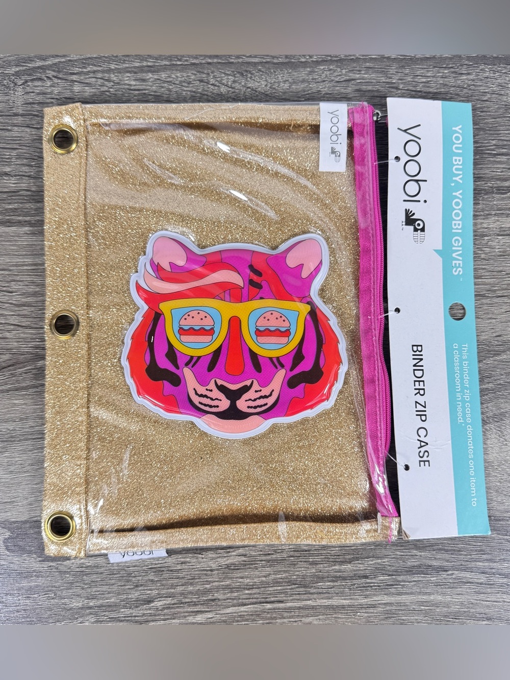 NEW Yoobi Gold Tiger Binder Zip Case